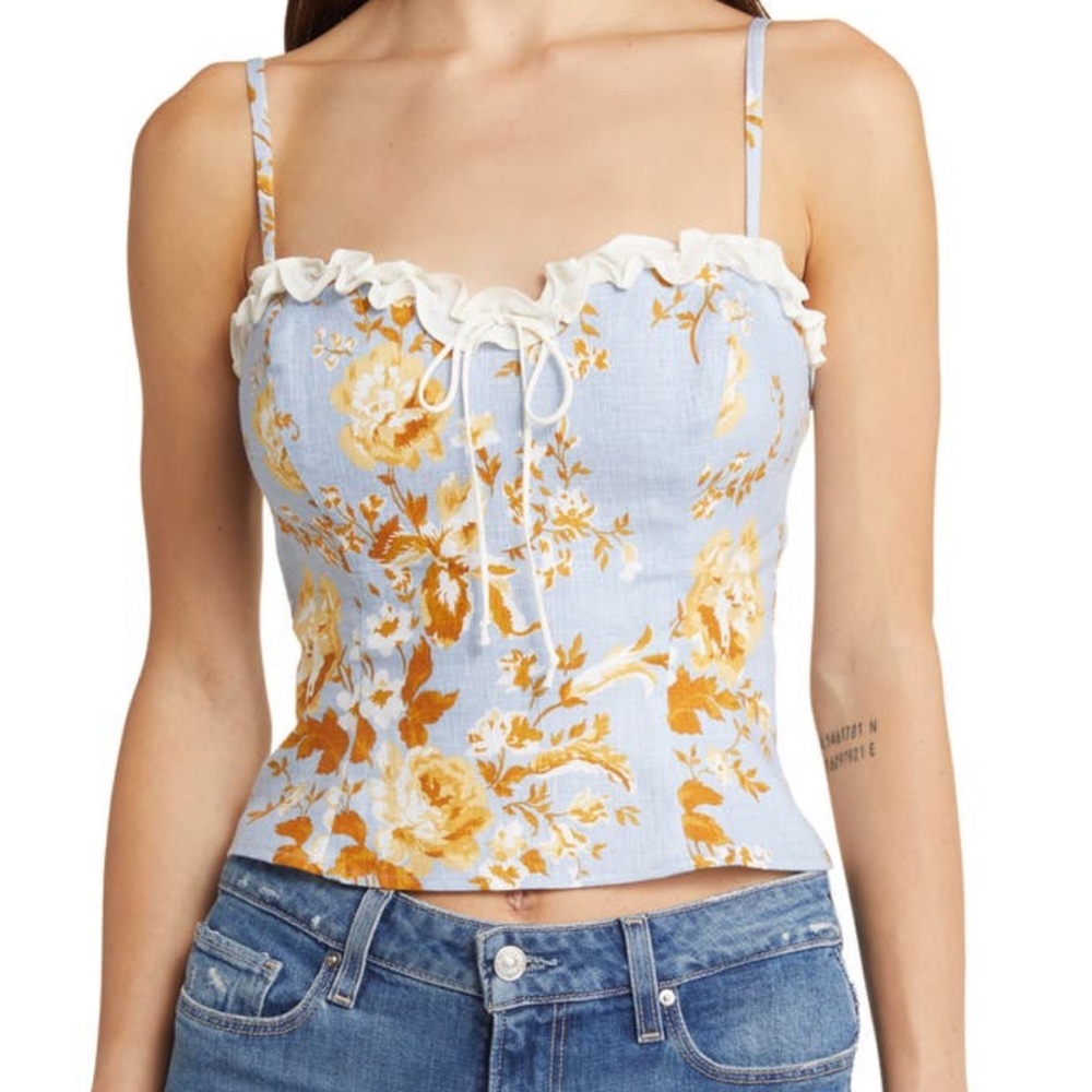 Reformation Skylar Top in Heavenly print